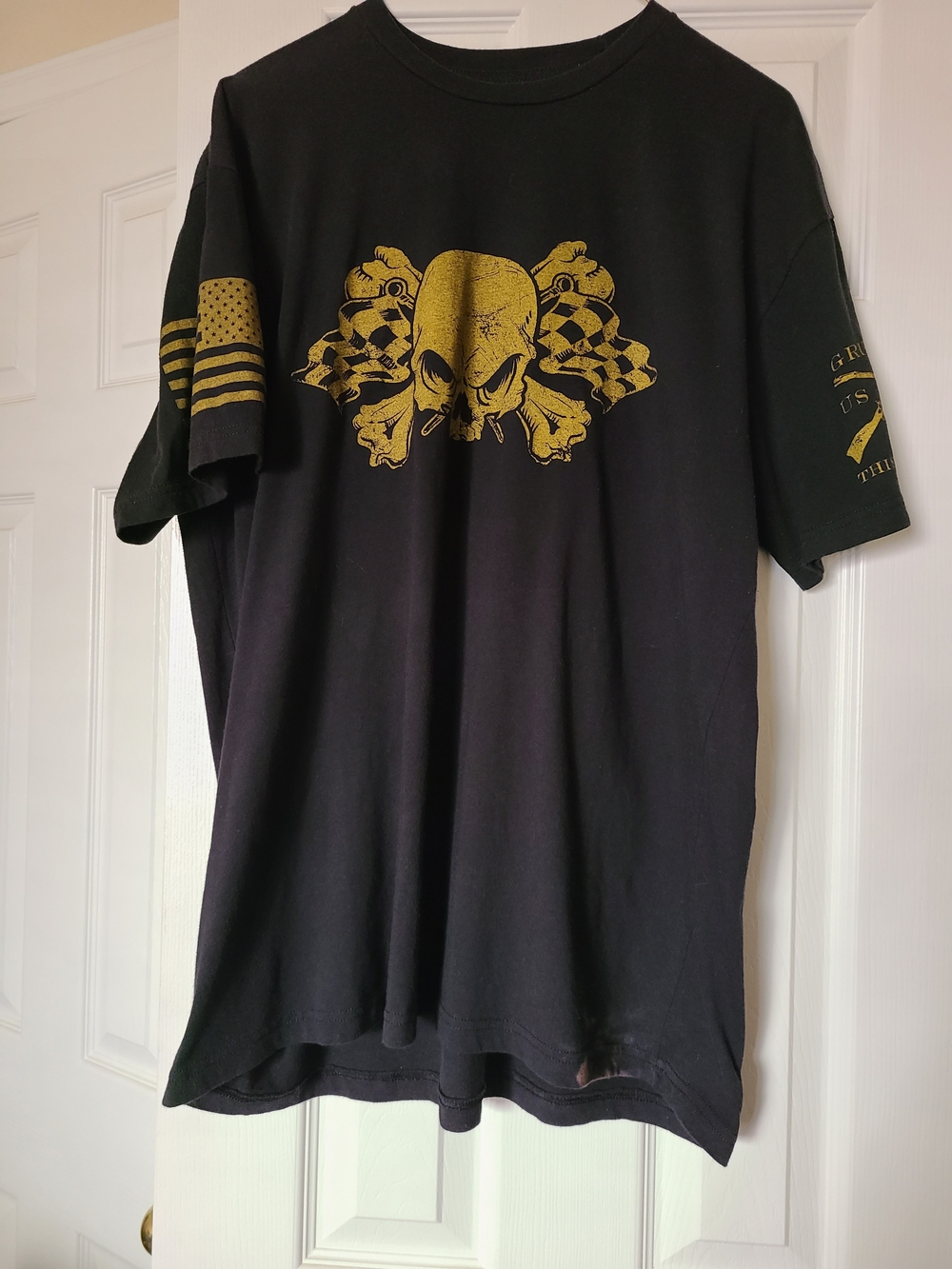Grunt Style Motorsports Skull Graphic Tee XL Black Grunge Worn Stain